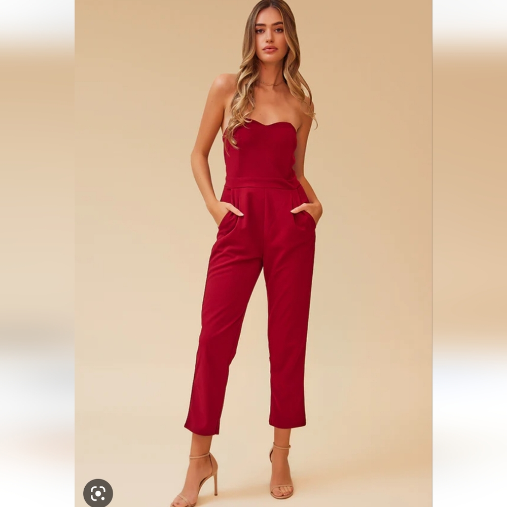 NWT red jumpsuit w/pockets